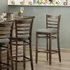 Lancaster Table & Seating Vintage Finish Wooden Ladder Back Bar Height Chair With Light Gray Padded Seat
