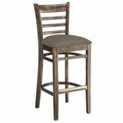 Lancaster Table & Seating Vintage Finish Wooden Ladder Back Bar Height Chair With Taupe Padded Seat 5 Lancaster Table & Seating Vintage Finish Wooden Ladder Back Bar Height Chair With Taupe Padded Seat -Lancaster Table & Seating Shop 2294079