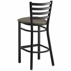 Lancaster Table & Seating Black Finish Ladder Back Bar Stool With 2 1/2" Taupe Vinyl Padded Seat -Lancaster Table & Seating Shop 2294202