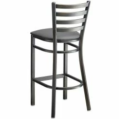 Lancaster Table & Seating Distressed Copper Finish Ladder Back Bar Stool With 2 1/2" Dark Gray Vinyl Padded Seat 6 Lancaster Table & Seating Distressed Copper Finish Ladder Back Bar Stool With 2 1/2" Dark Gray Vinyl Padded Seat -Lancaster Table & Seating Shop 2294550