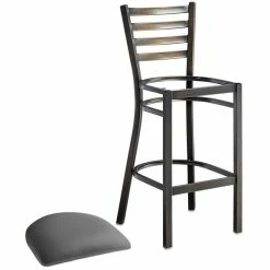 Lancaster Table & Seating Distressed Copper Finish Ladder Back Bar Stool With 2 1/2" Dark Gray Vinyl Padded Seat 7 Lancaster Table & Seating Distressed Copper Finish Ladder Back Bar Stool With 2 1/2" Dark Gray Vinyl Padded Seat -Lancaster Table & Seating Shop 2294551
