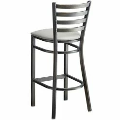 Lancaster Table & Seating Distressed Copper Finish Ladder Back Bar Stool With 2 1/2" Light Gray Vinyl Padded Seat -Lancaster Table & Seating Shop 2294553