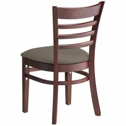 Lancaster Table & Seating Mahogany Finish Wooden Ladder Back Chair With Taupe Padded Seat -Lancaster Table & Seating Shop 2294985