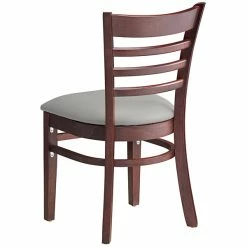 Lancaster Table & Seating Mahogany Finish Wooden Ladder Back Chair With Light Gray Padded Seat 6 Lancaster Table & Seating Mahogany Finish Wooden Ladder Back Chair With Light Gray Padded Seat -Lancaster Table & Seating Shop 2294999