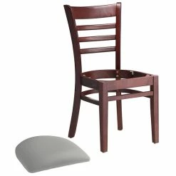 Lancaster Table & Seating Mahogany Finish Wooden Ladder Back Chair With Light Gray Padded Seat 7 Lancaster Table & Seating Mahogany Finish Wooden Ladder Back Chair With Light Gray Padded Seat -Lancaster Table & Seating Shop 2295000