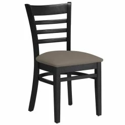 Lancaster Table & Seating Black Finish Wooden Ladder Back Chair With Taupe Padded Seat -Lancaster Table & Seating Shop 2295019