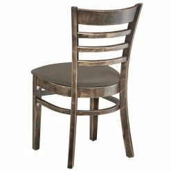 Lancaster Table & Seating Vintage Finish Wooden Ladder Back Chair With Taupe Padded Seat -Lancaster Table & Seating Shop 2295128