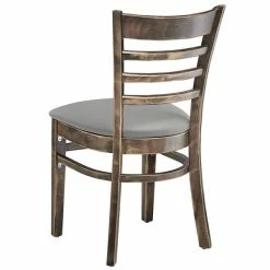Lancaster Table & Seating Vintage Finish Wooden Ladder Back Chair With Light Gray Padded Seat -Lancaster Table & Seating Shop 2295142