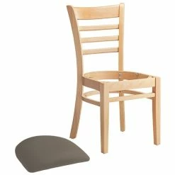 Lancaster Table & Seating Natural Finish Wooden Ladder Back Chair With Taupe Padded Seat -Lancaster Table & Seating Shop 2295166