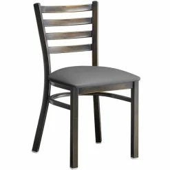 Lancaster Table & Seating Distressed Copper Finish Ladder Back Chair With 2 1/2" Dark Gray Vinyl Padded Seat -Lancaster Table & Seating Shop 2295460