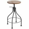 BFM Seating Lincoln Screw Clear Coated Steel Backless Barstool With Autumn Ash Wood Seat