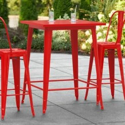 LT&S Alloy Series Lancaster Table & Seating Alloy Series 32" X 32" Red Outdoor Bar Height Table