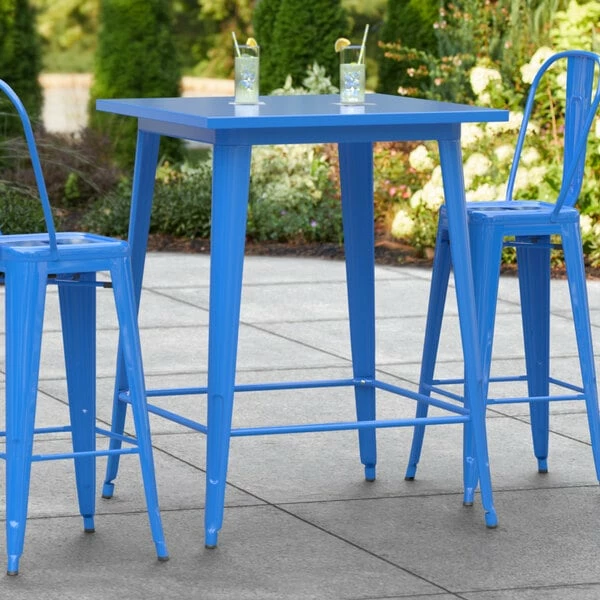 LT&S Alloy Series Lancaster Table & Seating Alloy Series 32" X 32" Blue Outdoor Bar Height Table 1 LT&S Alloy Series Lancaster Table & Seating Alloy Series 32" X 32" Blue Outdoor Bar Height Table