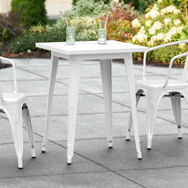 LT&S Alloy Series Lancaster Table & Seating Alloy Series 24" X 24" White Dining Height Outdoor Table 1 LT&S Alloy Series Lancaster Table & Seating Alloy Series 24" X 24" White Dining Height Outdoor Table