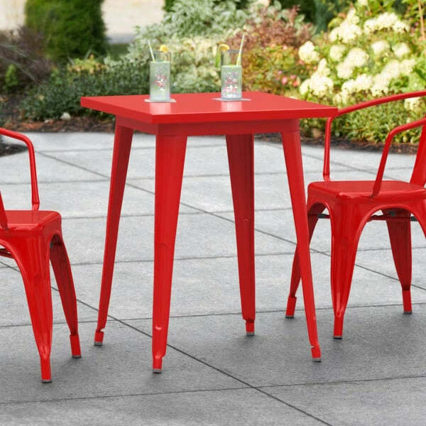 LT&S Alloy Series Lancaster Table & Seating Alloy Series 24" X 24" Red Dining Height Outdoor Table 1 LT&S Alloy Series Lancaster Table & Seating Alloy Series 24" X 24" Red Dining Height Outdoor Table