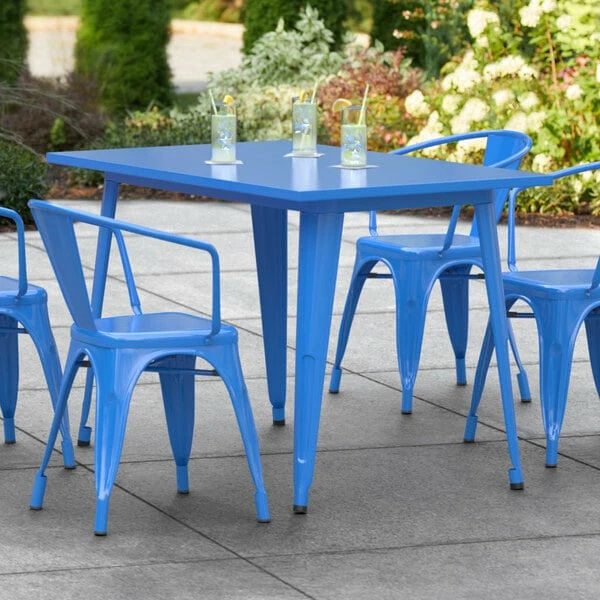 LT&S Alloy Series Lancaster Table & Seating Alloy Series 48" X 30" Blue Dining Height Outdoor Table 1 LT&S Alloy Series Lancaster Table & Seating Alloy Series 48" X 30" Blue Dining Height Outdoor Table