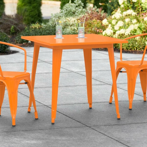LT&S Alloy Series Lancaster Table & Seating Alloy Series 32" X 32" Orange Dining Height Outdoor Table 1 LT&S Alloy Series Lancaster Table & Seating Alloy Series 32" X 32" Orange Dining Height Outdoor Table
