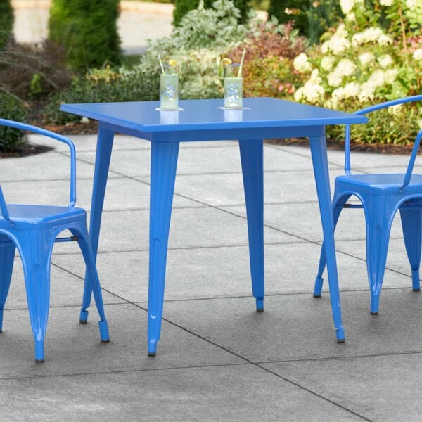 LT&S Alloy Series Lancaster Table & Seating Alloy Series 32" X 32" Blue Dining Height Outdoor Table 1 LT&S Alloy Series Lancaster Table & Seating Alloy Series 32" X 32" Blue Dining Height Outdoor Table
