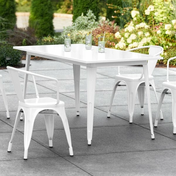 LT&S Alloy Series Lancaster Table & Seating Alloy Series 63" X 32" White Dining Height Outdoor Table 1 LT&S Alloy Series Lancaster Table & Seating Alloy Series 63" X 32" White Dining Height Outdoor Table