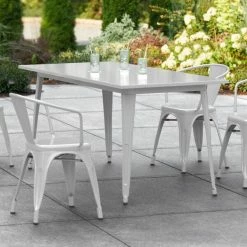 LT&S Alloy Series Lancaster Table & Seating Alloy Series 63" X 32" Silver Dining Height Outdoor Table