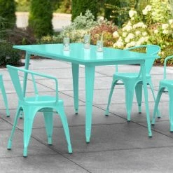 LT&S Alloy Series Lancaster Table & Seating Alloy Series 63" X 32" Seafoam Dining Height Outdoor Table
