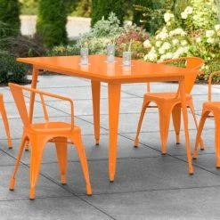 LT&S Alloy Series Lancaster Table & Seating Alloy Series 63" X 32" Orange Dining Height Outdoor Table