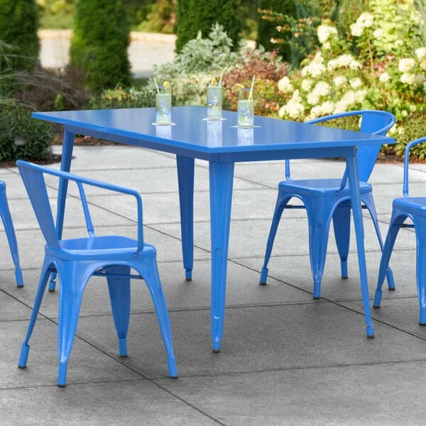 LT&S Alloy Series Lancaster Table & Seating Alloy Series 63" X 32" Blue Dining Height Outdoor Table 1 LT&S Alloy Series Lancaster Table & Seating Alloy Series 63" X 32" Blue Dining Height Outdoor Table