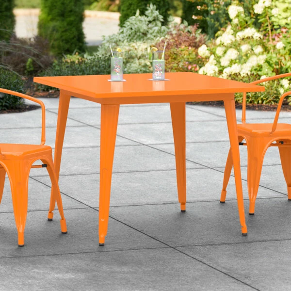 LT&S Alloy Series Lancaster Table & Seating Alloy Series 36" X 36" Orange Dining Height Outdoor Table 1 LT&S Alloy Series Lancaster Table & Seating Alloy Series 36" X 36" Orange Dining Height Outdoor Table