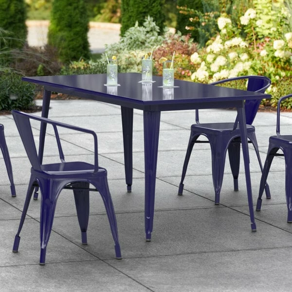 LT&S Alloy Series Lancaster Table & Seating Alloy Series 63" X 32" Navy Dining Height Outdoor Table 1 LT&S Alloy Series Lancaster Table & Seating Alloy Series 63" X 32" Navy Dining Height Outdoor Table