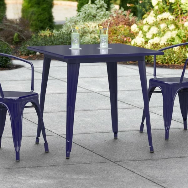 LT&S Alloy Series Lancaster Table & Seating Alloy Series 32" X 32" Navy Dining Height Outdoor Table 1 LT&S Alloy Series Lancaster Table & Seating Alloy Series 32" X 32" Navy Dining Height Outdoor Table