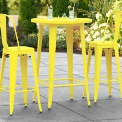LT&S Alloy Series Lancaster Table & Seating Alloy Series 30" Round Yellow Outdoor Bar Height Table