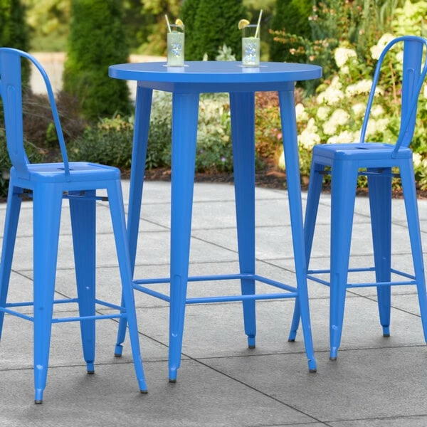 LT&S Alloy Series Lancaster Table & Seating Alloy Series 30" Round Blue Outdoor Bar Height Table 1 LT&S Alloy Series Lancaster Table & Seating Alloy Series 30" Round Blue Outdoor Bar Height Table