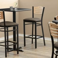 Lancaster Table & Seating Natural Finish Bar Height Bistro Chair With 2" Taupe Padded Seat