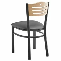 Lancaster Table & Seating Natural Finish Bistro Dining Chair With 2 1/2" Dark Gray Vinyl Padded Seat - Detached Seat -Lancaster Table & Seating Shop 2296628