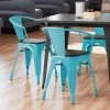 LT&S Alloy Series Lancaster Table & Seating Alloy Series Arctic Blue Metal Indoor Industrial Cafe Arm Chair With Vertical Slat Back And Black Wood Seat