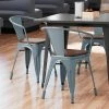 LT&S Alloy Series Lancaster Table & Seating Alloy Series Charcoal Metal Indoor Industrial Cafe Arm Chair With Walnut Wood Seat