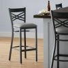 Lancaster Table & Seating Black Finish Cross Back Bar Stool With 2 1/2" Light Gray Vinyl Padded Seat