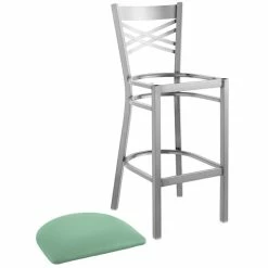 Lancaster Table & Seating Clear Coat Finish Cross Back Bar Stool With 2 1/2" Seafoam Vinyl Padded Seat 7 Lancaster Table & Seating Clear Coat Finish Cross Back Bar Stool With 2 1/2" Seafoam Vinyl Padded Seat -Lancaster Table & Seating Shop 2297033