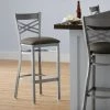 Lancaster Table & Seating Clear Coat Finish Cross Back Bar Stool With 2 1/2" Taupe Vinyl Padded Seat