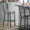 Lancaster Table & Seating Black Finish Ladder Back Bar Stool With 2 1/2" Light Gray Vinyl Padded Seat