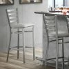 Lancaster Table & Seating Clear Coat Finish Ladder Back Bar Stool With 2 1/2" Light Gray Vinyl Padded Seat