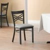 Lancaster Table & Seating Black Finish Cross Back Chair With 2 1/2" Light Gray Vinyl Padded Seat
