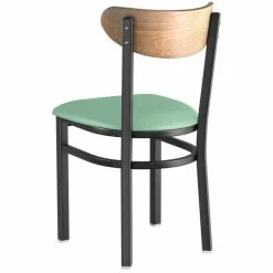 LT&S Boomerang Series Lancaster Table & Seating Boomerang Black Finish Chair With 2 1/2" Seafoam Vinyl Padded Seat And Vintage Wood Back -Lancaster Table & Seating Shop 2297153