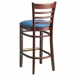 Lancaster Table & Seating Mahogany Finish Wooden Ladder Back Bar Height Chair With Blue Padded Seat 6 Lancaster Table & Seating Mahogany Finish Wooden Ladder Back Bar Height Chair With Blue Padded Seat -Lancaster Table & Seating Shop 2297203