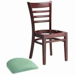 Lancaster Table & Seating Mahogany Finish Wooden Ladder Back Chair With Seafoam Padded Seat -Lancaster Table & Seating Shop 2297274