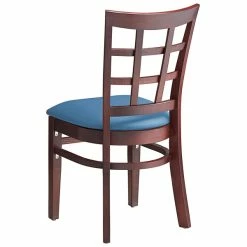 Lancaster Table & Seating Mahogany Finish Wooden Window Back Chair With Blue Padded Seat 6 Lancaster Table & Seating Mahogany Finish Wooden Window Back Chair With Blue Padded Seat -Lancaster Table & Seating Shop 2297377