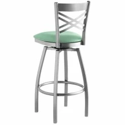 Lancaster Table & Seating Clear Coat Finish Cross Back Swivel Bar Stool With 2 1/2" Seafoam Vinyl Padded Seat 5 Lancaster Table & Seating Clear Coat Finish Cross Back Swivel Bar Stool With 2 1/2" Seafoam Vinyl Padded Seat -Lancaster Table & Seating Shop 2297487