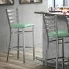 Lancaster Table & Seating Clear Coat Finish Ladder Back Bar Stool With 2 1/2" Seafoam Vinyl Padded Seat