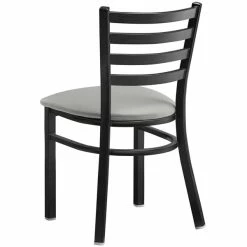 Lancaster Table & Seating Black Finish Ladder Back Chair With 2 1/2" Light Gray Vinyl Padded Seat -Lancaster Table & Seating Shop 2297500
