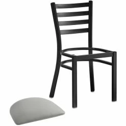 Lancaster Table & Seating Black Finish Ladder Back Chair With 2 1/2" Light Gray Vinyl Padded Seat -Lancaster Table & Seating Shop 2297501